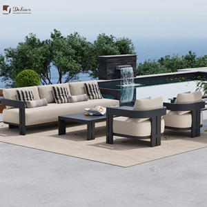 Juego de sofás de jardín de aluminio de lujo Muebles de exterior contemporáneos de 3 asientos con cojines impermeables a prueba de herrumbre y duraderos - Product Image 4