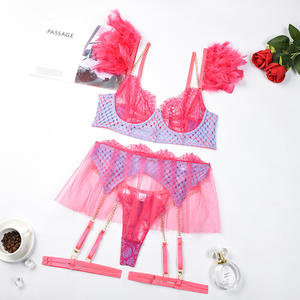Conjunto de Lencería Sexy de Alta Calidad para Mujer, Conjunto de Sujetador y Braguitas, Lencería con Liguero, Conjunto de 3 Piezas - Product Image 6