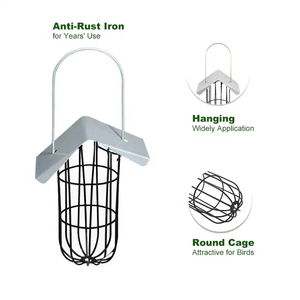 Support métallique en fer pour jardin Distributeur automatique d'aliments pour oiseaux en forme de boule de suif suspendu Mangeoire pour oiseaux sauvages d'extérieur - Product Image 3