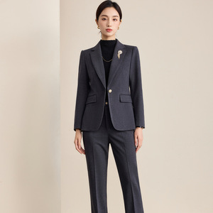 Women's Professional Suit Set 2025 Apricot Wool Two-Piece Work Wear Anti-Wrinkle Worsted Fabric - Product Image 3