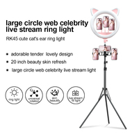 Anneau lumineux LED 20 "pouces avec 3 supports de téléphone pour Tiktok Facebook youtube Video Fill Light RK45