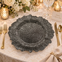 Assiette de Présentation en Plastique 13 pouces, Design Luxe Gaufré avec Texture Ondulée pour Banquets, Restaurants et Mariages – Collection Vaisselle de Table