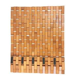 Tapis de bain de douche en bambou naturel solide et écologique Tapis de sol de salle de bain rectangulaire anti-dérapant Tapis de douche en bambou fabriqué à la machine - Product Image 1