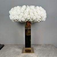 Décoration de table d'événement de luxe, perles acryliques, support de fleurs doré, centre de table en cristal doré pour mariage
