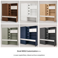 Armoire avec bureau intégré pour chambre à coucher, armoire de rangement multifonctionnelle gain de place avec étagère, bois d'ingénierie noyer