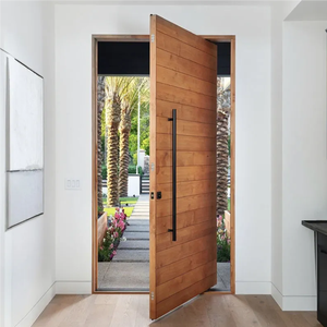 Puertas Pivotantes de Madera de <span class=keywords><strong>Cedro</strong></span> Sólido de Diseño Moderno WANJIA, <span class=keywords><strong>Puerta</strong></span> Principal Exterior, <span class=keywords><strong>Puerta</strong></span> de Entrada Impermeable - Product Image 1
