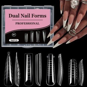4 in 1 Plastic Dual <b>Nail</b> Forms Extra Long Coffin Quick Building Mold for <b>Nail</b> <b>Extension</b> - Product Image 1