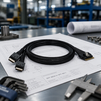 Kabel Data Kecepatan Tinggi Server SFF 8654 8i ke 2X SFF 8611 4i SlimSAS 74Pin ke OCuLink 38Pin Rakitan Kabel Internal