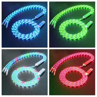 Câble lumineux LED 3 en 1 avec connecteurs Type C et USB, charge rapide, pour accessoires de téléphone iPhone