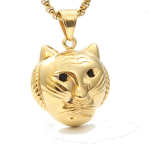 Yunnique – collier avec pendentif visage de tigre, en alliage de zinc doré, bijoux unisexes, cadeau à la mode - Product Image 1
