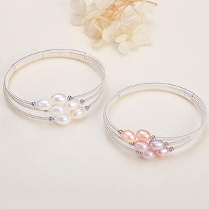 Pulsera de Perlas de Agua Dulce Auténticas Hechas a Mano en el Lago Zhuji Shanxia para Mujer, Pulsera Enrollada con Forma de Arroz, Joyería con Dije de Moda - Product Image 1