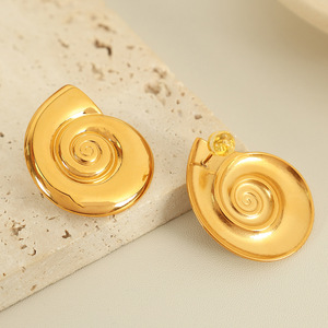 ต่างหูรูปทรงหอยสังข์ชุบทองโลหะผสมสังกะสีเครื่องประดับแฟชั่นสตรี EH631 - Product Image 3