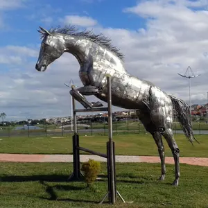 Estátua de saída de fábrica personalizada, escultura de aço inoxidável de animais do parque quadrado