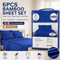 Parure de draps de luxe en bambou, taille King, 6 pièces, ultra douce, respirante, poches profondes, vente en gros