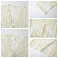 Cardigan en maille brodée pour femme, style plage, protection solaire, à lacets, pour vacances en extérieur