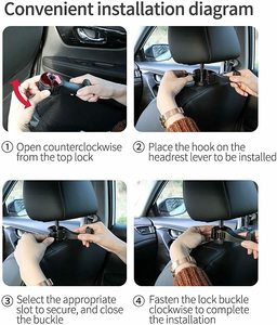 Gancho Oculto Universal 2 en 1 para Reposacabezas de Coche para Bolsas con Soporte para Teléfono Móvil, Organizador de Plástico para Reposacabezas de Coche - Product Image 3