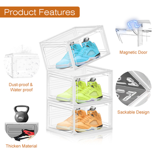 Dayooh Rõ Ràng Drop Side Giày Lưu Trữ Organizer Từ Stackable Giày Lưu Trữ Hộp Thùng Có Thể Gập Lại Nhựa Giày Container Hộp - Product Image 3