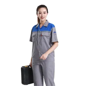 Poly-cotton Work Shirt Short Sleeve Lightweight Work Clothes Factory Plumber Mechanic Auto Repairmen Work Wear Uniform