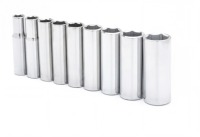Jeu de douilles profondes industrielles en chrome OEM, 9 pièces, entraînement 3/8 po (9mm-19mm), garantie 1 an, fabriqué à Shanghai