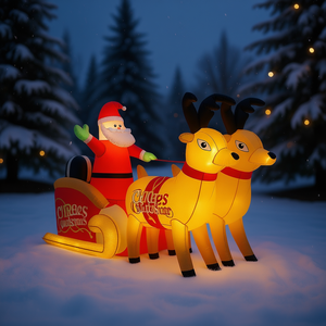 Decorazione natalizia gonfiabile con Babbo Natale e renne per esterni, decorazione per giardino, 51,2 pollici, modello D0100HXZ7CT - Product Image 2