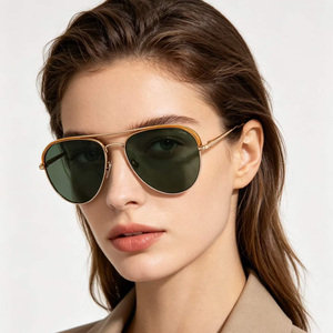 <span class=keywords><strong>Lunettes</strong></span> <span class=keywords><strong>de</strong></span> <span class=keywords><strong>soleil</strong></span> vintage en métal pour hommes et femmes, style pilote à double pont, protection UV400, logo personnalisé, fabricant OEM, vente en gros - Product Image 3