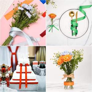 4 cm Polyester Ribbons 100 Yards Ribbon Roll 1.5 Inch Pink Double Face Satin Ribbon with Eternal Rose <b>Flowers</b> - Product Image 5