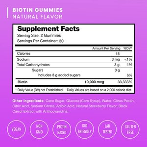 Vegan Non-GMO Hair Growth Supplement Biotin <strong>Vitamins</strong> <strong>Gummies</strong> for Healthy Hair Skin Nails <strong>Vitamins</strong> for Women Men <strong>Kids</strong> - Product Image 2