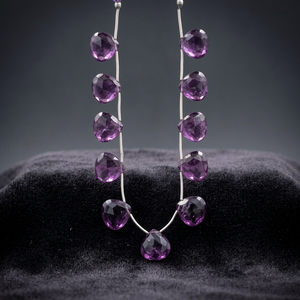 Perles de prière Rozrin en cristal facetté en forme de goutte d'eau, ovales violettes polies, fournitures de bijouterie de luxe - Product Image 3