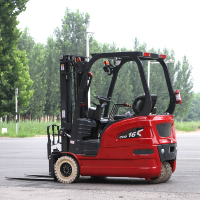 Chariot élévateur électrique à 3 roues 1,5T/2T, conception mini à 3 roues, batterie LiFePO4, hauteur de levage 3m, braquage ultra-étroit pour allées étroites