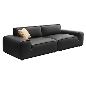 SUKE El estilo italiano es casi fila <span class=keywords><strong>Big</strong></span> Black Cowhide Art Bean Curd Block Sofá negro Doble - Product Image 6