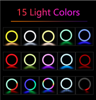 Kaliou Anneau lumineux LED RGB en alliage d'aluminium de 26 cm (10 pouces) alimenté par USB, projecteur d'appoint pour maquillage, réglable et intensité variable avec télécommande