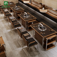 Ensemble table et chaises de restaurant avec banquette, mobilier de restauration commercial pour restaurants de barbecue et projets hôteliers