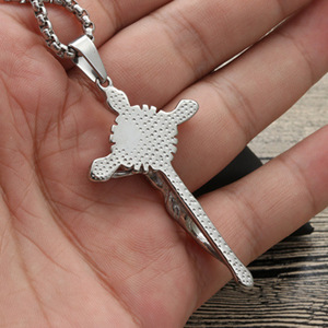 yunnique Men's Stainless Steel <b>Cross</b> Pendant Necklace With <b>Chain</b> For Gift - Product Image 2