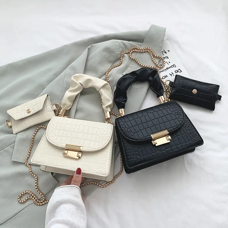 2022 Fashion White Shoulder Mini Wallet Designer Chain Bags and Totes Crocodile Print PU Leather Women Bags