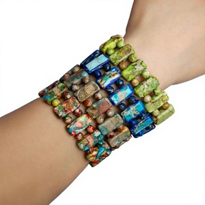 Nouveaux ensembles de bracelets perlés en résine acrylique colorée, style bohème, unisexe, bracelets tendance, incrustation de pierres naturelles multicolores - Product Image 4