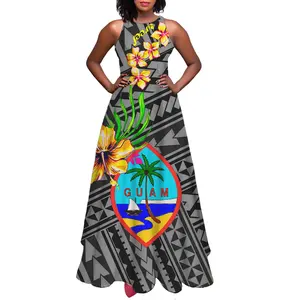 Vestido veraniego elástico sin mangas con logotipo personalizado para mujer, polinesiana Sexy ropa de noche, Tribal, GUAM, OEM, venta al por mayor