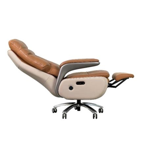 كرسي مكتب تنفيذي فاخر وعصري من الجلد بتصميم مريح وحجم كبير مع ظهر عالي وقاعدة من سبائك الألومنيوم قابلة للإمالة كهربائيًا - Product Image 4