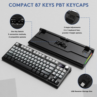 Clavier de jeu mécanique sans fil 2,4 GHz Attack Shark K86 RGB rétroéclairé LED avec écran TFT 87 touches USB-C pour ordinateur de bureau, garantie 1 an