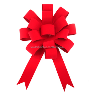 Maravilloso tamaño grande 30 ''rojo preatado lazo de boda decoración de fiesta cinta de boda gigante <span class=keywords><strong>para</strong></span> coche flocado grande 30 pulgadas arco de coche - Product Image 6