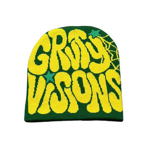 Berretto Invernale Caldo Streetwear alla Moda OEM Ingrosso 100% Acrilico Logo Personalizzato Design con Lettere Y2K Berretto Lavorato a Maglia Jacquard - Product Image 4