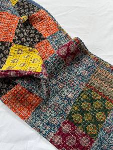 <b>Patchwork</b> Quilt Hand Block Print Kantha 100% Cotton Multi Color Indian New Print Durable Waterproof 90x108 Inches Home <b>Bedspread</b> - Product Image 3