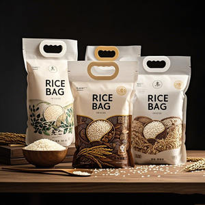Kustom grosir kualitas tinggi 1Kg 2Kg 5Kg 10Kg ritsleting tepung gandum kertas Kraft mudah dibuka kemasan plastik tas beras dengan pegangan - Product Image 5