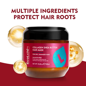 Maschera Professionale per Capelli EcolchiPro 550ml con Collagene e Burro di Karité per Capelli Secchi e Danneggiati Trattamento Riparatore alla Cheratina - Product Image 3