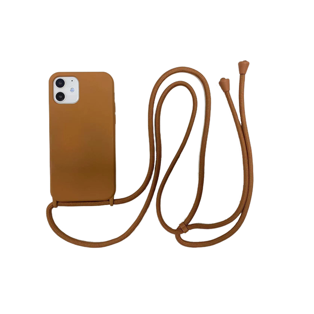 Crossbody Necklace Lanyard Silicone Phone Case for 11-16 Cord Strap Rope Waterproof Shockproof Anti-scratch Candy Color