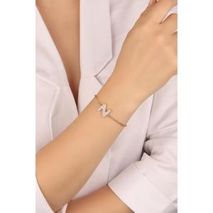 Bracciale lettera d'argento con catena italiana - Product Image 4