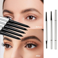 Crayon à sourcils mat haute pigmentation en gros, personnalisable avec marque privée, double tête, automatique, poudre, imperméable, avec brosse