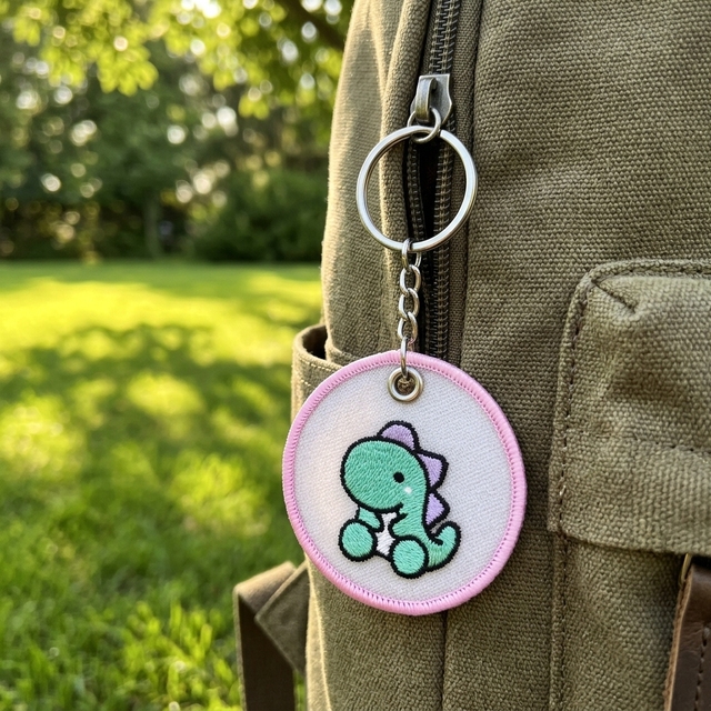 Classic Style Handmade Cloth Key Tag Rectangle Pattern Own Design Woven Custom Personal Logo Double Sided Letter Embroidered