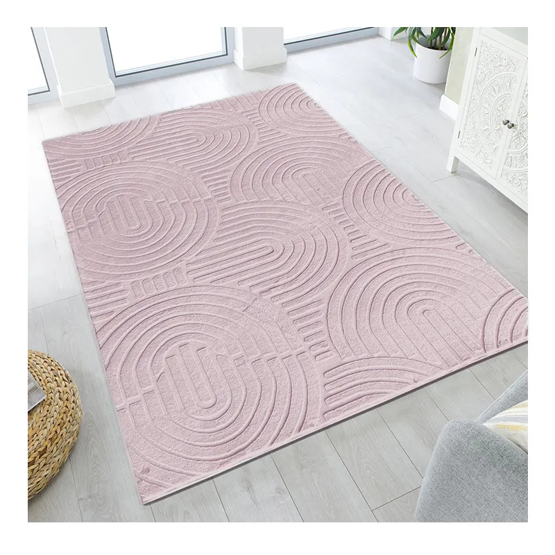 2024 nueva alfombra de efecto 3D tallada de piel de conejo de imitación para decoración del hogar