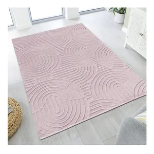 2024 nuova vendita calda pelliccia di coniglio sintetica intagliato disegno geometrico 3D effetto tappeto tappeto per la decorazione della casa