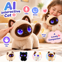 Adorable jouet interactif en peluche chaton intelligent avec commande vocale IA pour enfants, jouets chat intelligents IA avec fonction de balancement des pattes, mini chat en coton PP de 20 cm